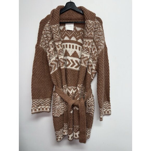 Lucky Brand Sweaters - Lucky Brand Cardigan Sweater Womens M Fair Isle Boho Southwestern Brown Coatigan